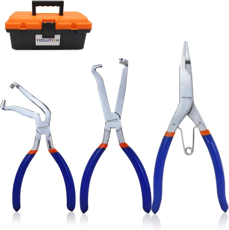 TOOLITIN طقم كماشة فصل الكهرباء 3 قطع – 8" مستقيم و 60° زاوية فصل كهربائي + كماشة قفل 9"، أداة إزالة الموصل والحلقة المنبثقة للسيارات مع صندوق تخزين - Image 1